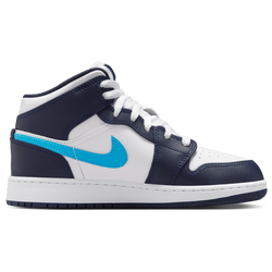 Boys' Grade School - Jordan AJ 1 Mid - Obsidian/Dark Powder Blue/White