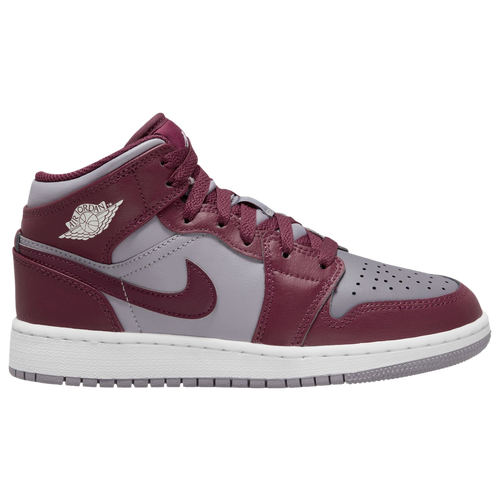 

Boys Jordan Jordan Air Jordan 1 Mid - Boys' Grade School Basketball Shoe Red/White/Grey Size 04.0