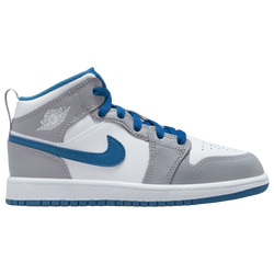 Boys' Preschool - Jordan AJ 1 Mid - White/Blue/Grey