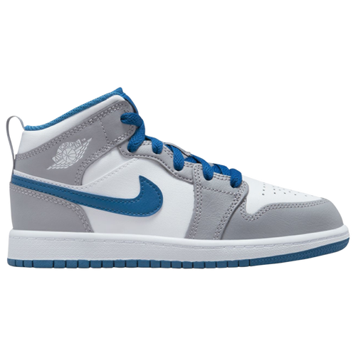 

Boys Preschool Jordan Jordan AJ 1 Mid - Boys' Preschool Shoe Gray/White/Blue Size 01.0