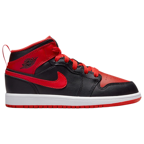 

Jordan Boys Jordan AJ 1 Mid - Boys' Preschool Shoes Black/Fire Red/White Size 03.0