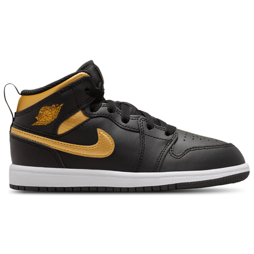 

Jordan AJ 1 Mid - Boys' Preschool Black/Gold/White Size 13.0