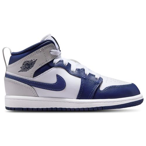 Jordan AJ 1 Mid - Boys' Preschool Basketball Shoes Midnight Navy/White/Neutral Grey Size 03.0