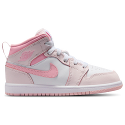 Girls' Preschool - Jordan AJ 1 Mid - Pearl Pink/Medium Soft Pink/White