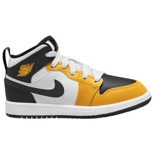 

Jordan AJ 1 Mid - Boys' Preschool Black/White/Yellow Size 12.0