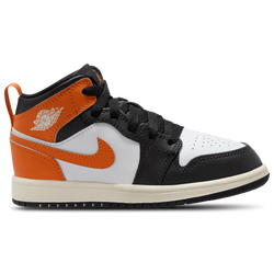 Boys' Preschool - Jordan AJ 1 Mid - White/Starfish/Black