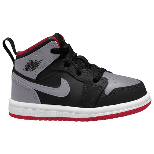 Shop Jordan Boys  Aj 1 Mid In Black/cement Grey/fire Red
