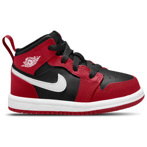 

Boys Jordan Jordan AJ 1 Mid - Boys' Toddler Basketball Shoe Black/White/Red Size 09.0