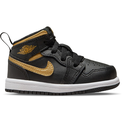 

Jordan Boys Jordan AJ 1 Mid - Boys' Toddler Basketball Shoes Black/Gold/White Size 05.0