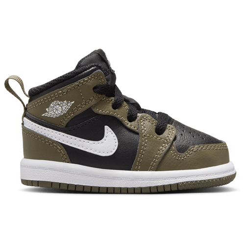 

Boys Jordan Jordan AJ 1 Mid - Boys' Toddler Basketball Shoe Black/White/Medium Olive Size 10.0