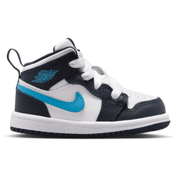 Boys' Toddler - Jordan AJ 1 Mid - White/Obsidian/Dark Powder Blue