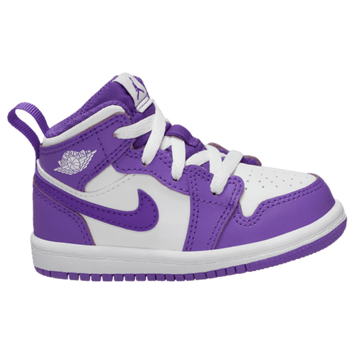 

Jordan Girls Jordan AJ 1 Mid - Girls' Toddler Basketball Shoes White/Purple Venom Size 6.0