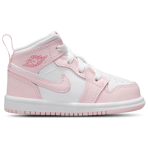 Jordan 1 Mid Toddler Girls Pink Foam White Fire Red Shoes Size 9