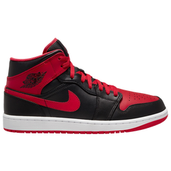 Men's - Jordan AJ 1 Mid - Black/White/Fire Red