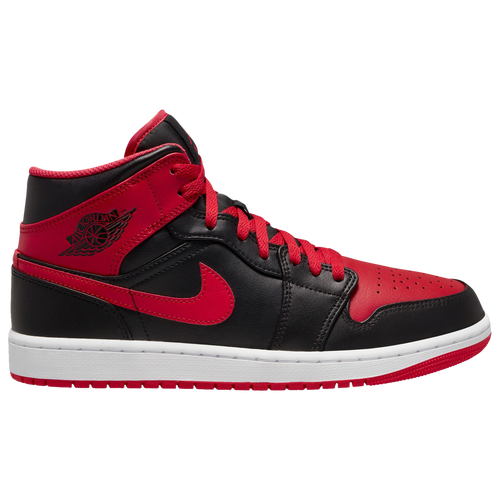 

Jordan Mens Jordan AJ 1 Mid - Mens Basketball Shoes Black/White/Fire Red Size 13.0