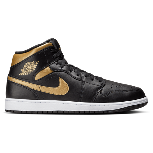 

Jordan Mens Jordan AJ 1 Mid - Mens Basketball Shoes Gold/Black/White Size 11.5