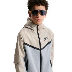 Boys' Grade School - Nike NSW Tech Woven Full-Zip Jacket PD - Wolf Grey/Cream Ii/Black
