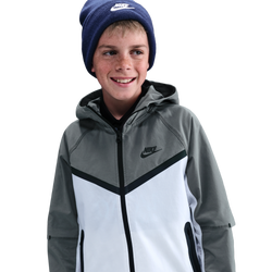 Boys' Grade School - Nike NSW Tech Woven Full-Zip Jacket PD - Black/White/Smoke Grey