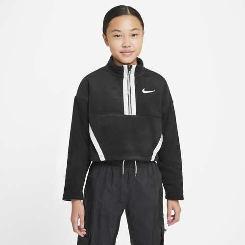 

Girls Nike Nike NSW OP Long Sleeve Top - Girls' Grade School Black/White Size L