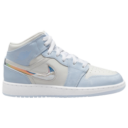 Girls' Grade School - Jordan AJ 1 Mid SE - White/Blue