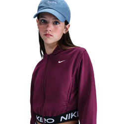 Girls' Grade School - Nike NP Dri-FIT Full Zip Fleece Hoodie - Bordeaux/Black/White
