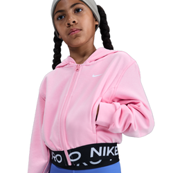 Girls' Grade School - Nike NP Dri-FIT Full Zip Fleece Hoodie - Med Soft Pink/Med Soft Pink/Black