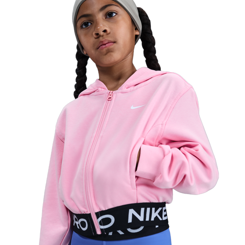 GIRLS - Nike NP Dri-FIT Full Zip Fleece Hoodie - Med Soft Pink/Black