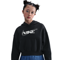 Girls' Grade School - Nike NSW Club Fleece Boxy Hoodie - Black/White
