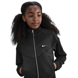 Girls' Grade School - Nike NSW Poly Knit Track Jacket - Black/Black/White