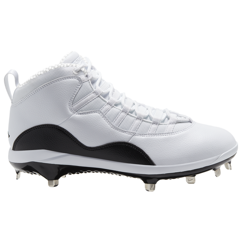 Jordan Retro 10 Metal - Men's Metal Cleats Shoes - White / Black - CQ9533-100