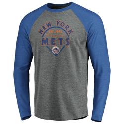Men's - Fanatics Mets Classics Outfield Arc L/S Raglan  - Gray