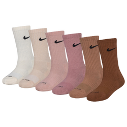 Boys' Preschool - Nike Dri-FIT Perf Basic Crew 6 Pack Socks - White/Beige