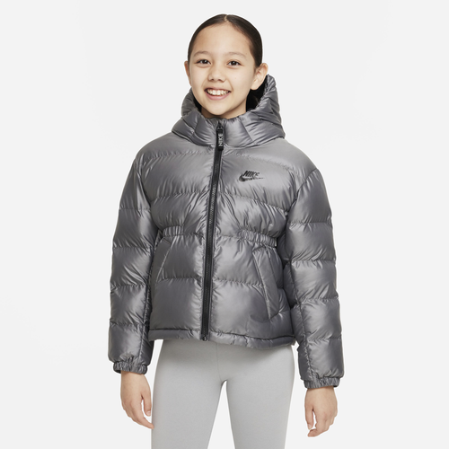 

Girls Nike Nike Synthetic Fill Hooded Jacket - Girls' Grade School Black/White Size M