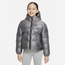 Nike Synthetic Fleece Hooded Jacket - Girls' Grade School Black/White