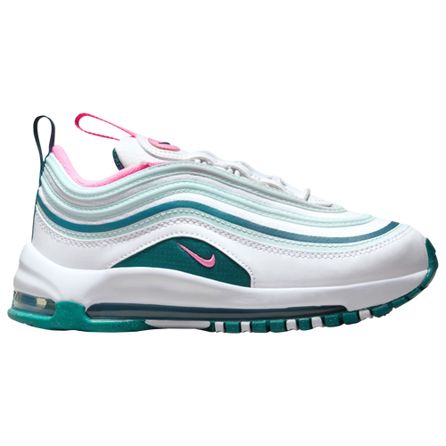 

Girls Preschool Nike Nike Air Max 97 - Girls' Preschool Running Shoe White/Pink Spell/Geode Teal Size 03.0