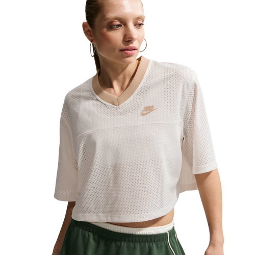 WOMENS - Nike NSW Heritage Festival Crop Mesh Jersey - Sail/Linen