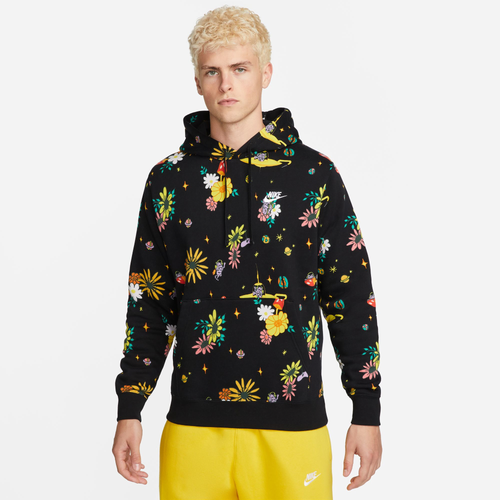 

Nike Mens Nike Club Basketball All Over Print Pullover Hoodie - Mens Black/Multi Size L