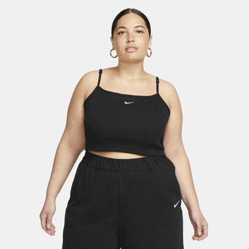 

Nike Womens Nike Plus Size Rib Crop Top - Womens Black/White