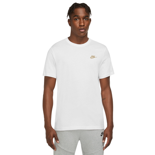 Nike Mens NSW Club Short Sleeve T-Shirt - - White / Metallic Gold