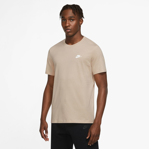 

Nike Mens Nike NSW Club Short Sleeve T-Shirt - Mens Beige/White Size S