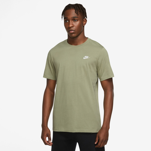 

Nike Mens Nike NSW Club Short Sleeve T-Shirt - Mens White/Olive Size S