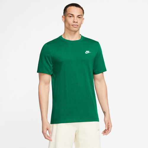 Shop Nike Mens  Nsw Club Short Sleeve T-shirt In White/malachite