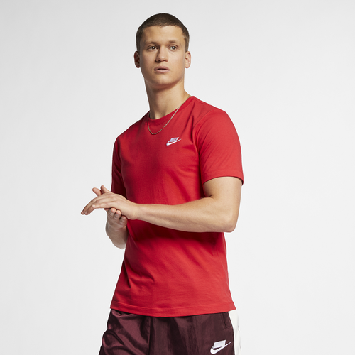 

Nike Mens Nike NSW Club Short Sleeve T-Shirt - Mens University Red/White Size M
