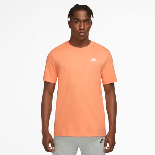 

Nike Mens Nike NSW Club Short Sleeve T-Shirt - Mens White/Orange Size XL
