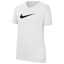 Girls' Grade School - Nike Dry Legend V-Neck Swoosh T-Shirt - White/Black
