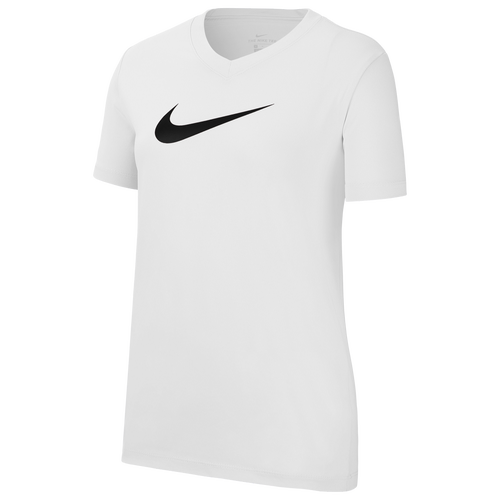 

Nike Girls Nike Dry Legend V-Neck Swoosh T-Shirt - Girls' Grade School White/Black Size L