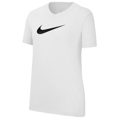 

Nike Girls Nike Dry Legend V-Neck Swoosh T-Shirt - Girls' Grade School White/Black Size M