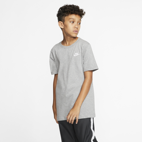 

Boys Nike Nike NSW Futura T-Shirt - Boys' Grade School Dark Grey Heather/White Size L