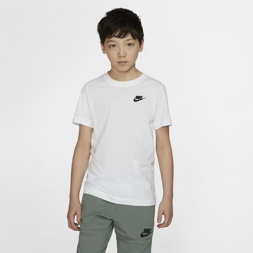 Shop Nike Boys  Nsw Futura T-shirt In White/black