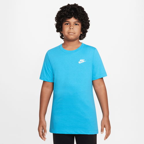 

Nike Boys Nike NSW Futura T-Shirt - Boys' Grade School Baltic Blue/White Size XL